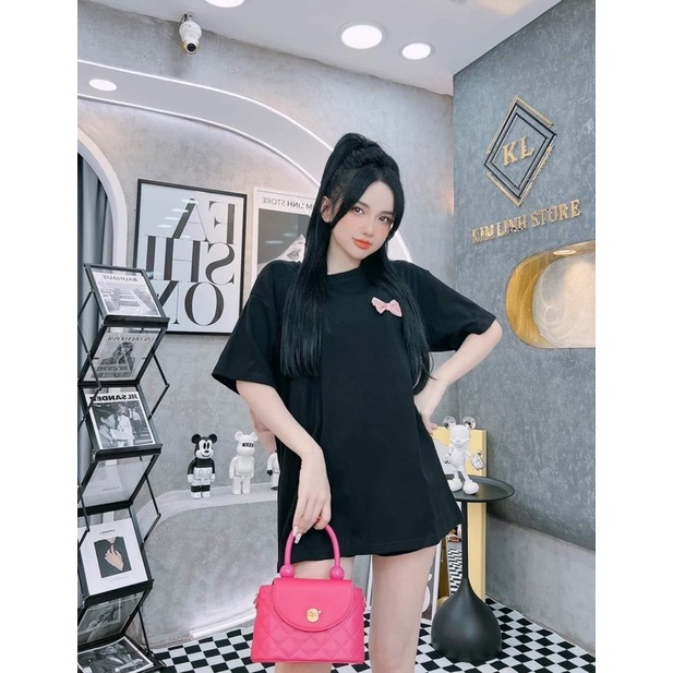 Áo thun cotton đính nơ voan to hot hit