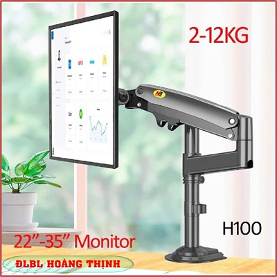 Giá Treo Màn Hình NB H100 22 - 35 Inch - Tay Treo Màn Hình Máy Tính Gắn Bàn Xoay 360 Độ