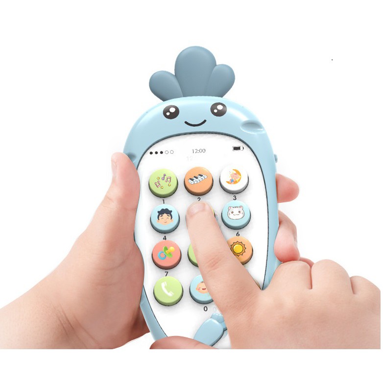 Điện thoại thông minh cho bé, Đồ chơi thông minh / điện thoại THỏ CÀ RỐT siêu đáng yêu (Mẫu mới + tặng kèm Pin)