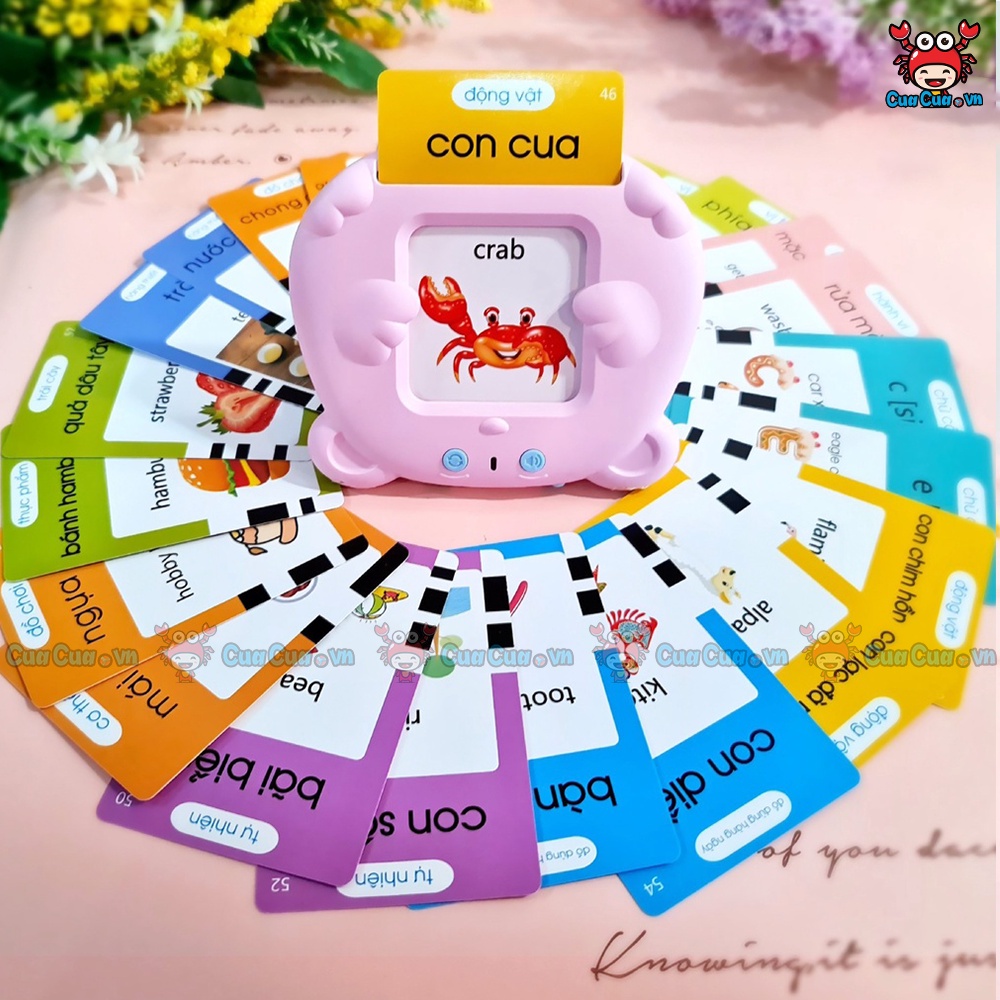 Máy đọc thẻ tiếng anh flashcard, máy đọc thẻ song ngữ anh việt, thẻ học thông minh cho bé học tiếng anh nói tiếng việt