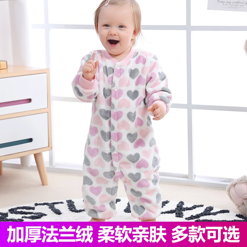 Bộ Đồ Ngủ Liền Thân Vải Flannel Dày Ấm Áp Thời Trang Mùa Xuân Cho Bé