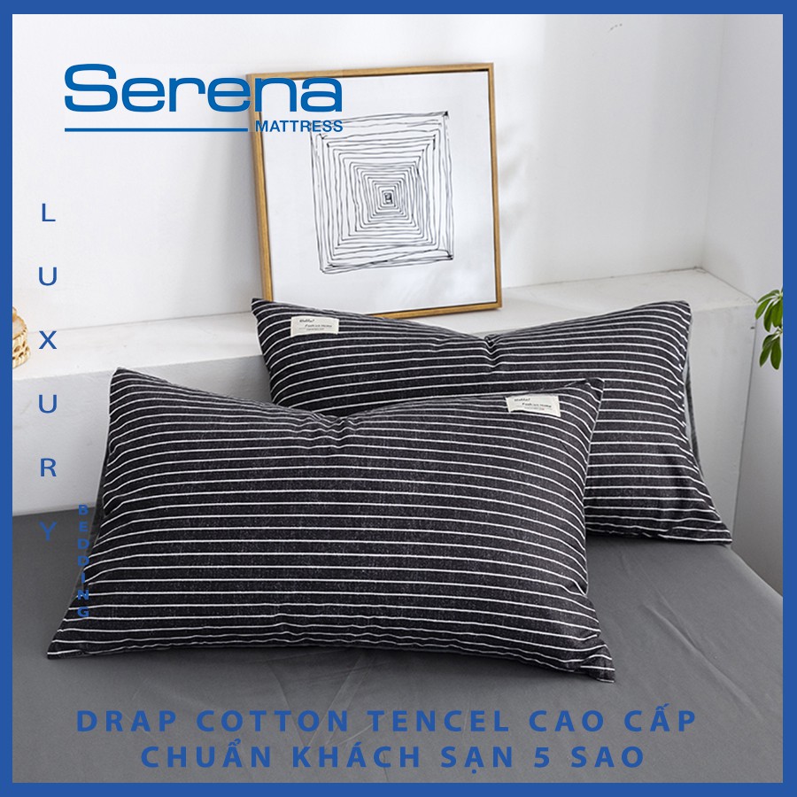 Bộ chăn ga gối Drap Cotton Tencel Serena Cao Cấp Phong Cách Hàn Quốc 5 món chăn ga gối chần bông – Hệ Thống Nệm