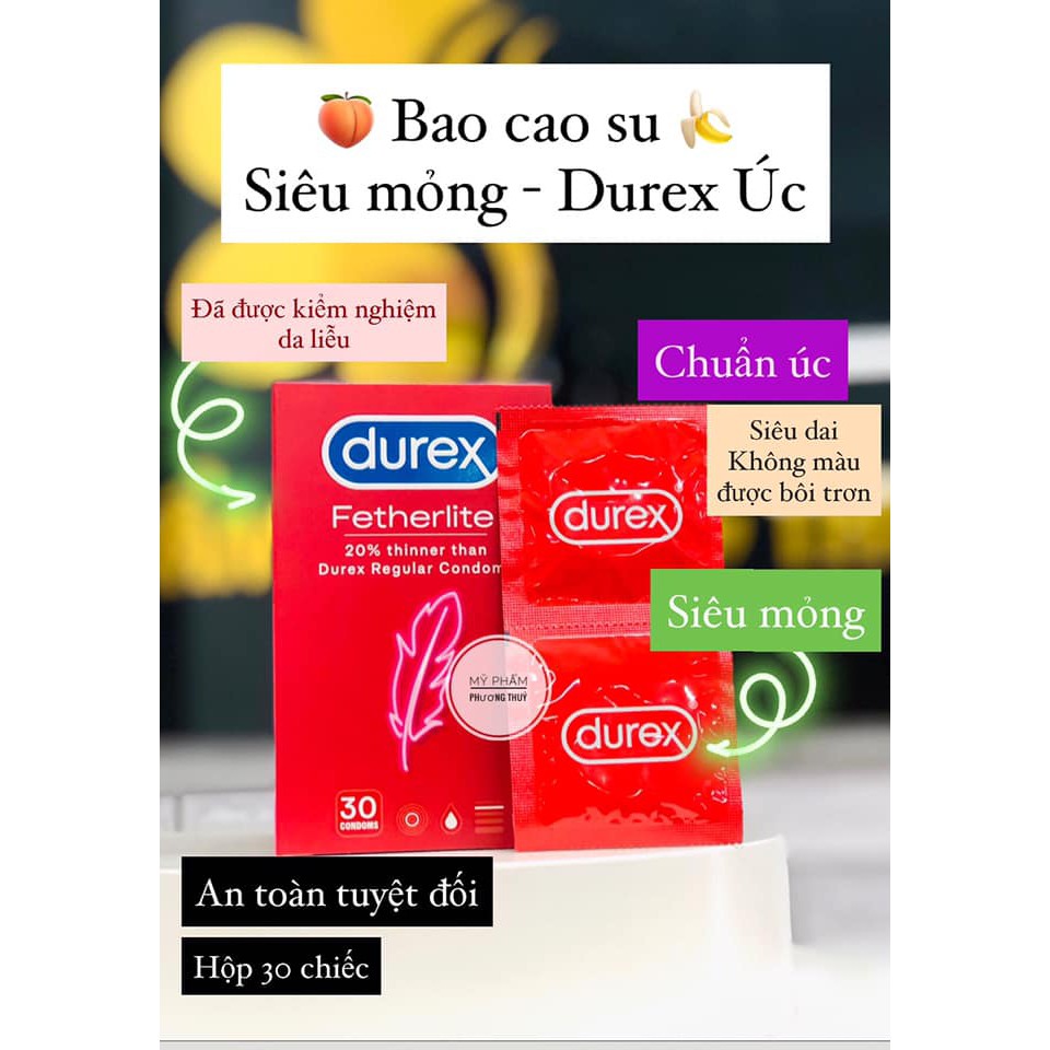 Bao cao su Durex Fetherlite Ultima SIÊU MỎNG - Hộp 30 cái