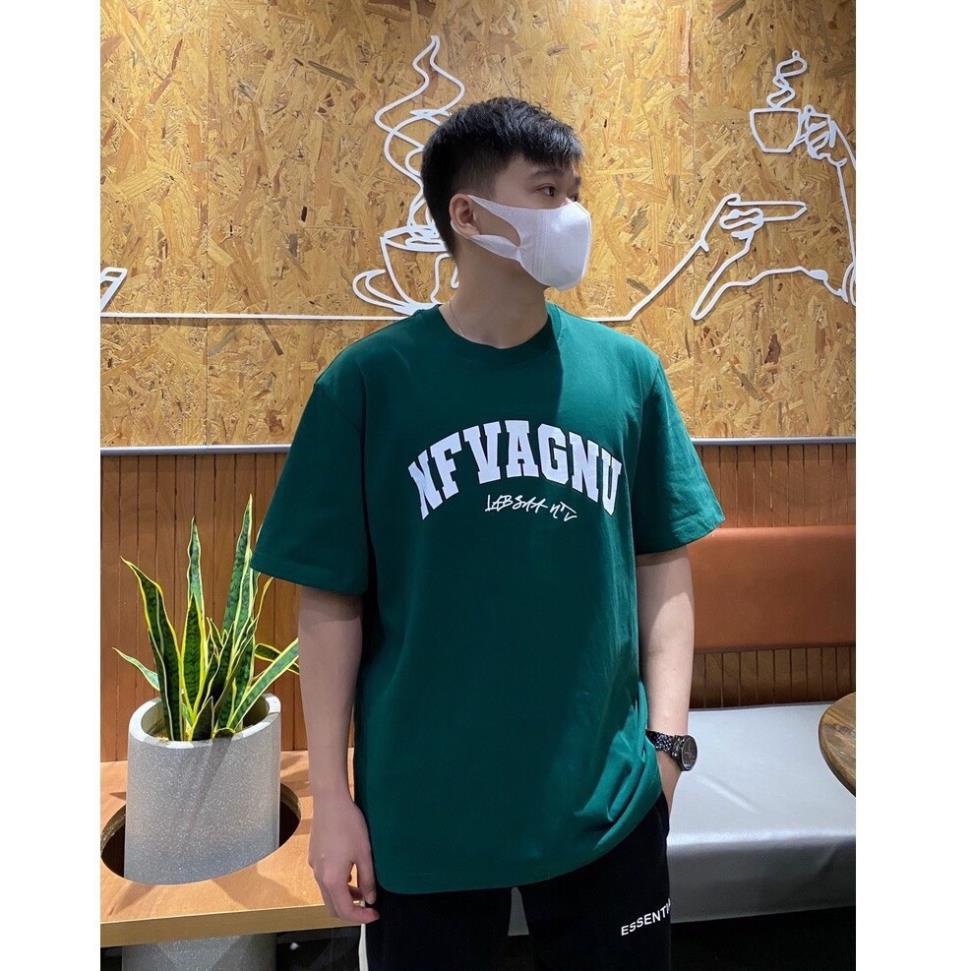 Áo phông tay lỡ xanh lá hottrend NFVANGU chất cotton dáng rộng form thụng
