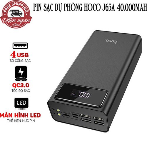 Pin Sạc Dự Phòng Dung Lượng Lớn 30000mAh/40.000mAh Hoco J65 Hỗ Trợ 4 Cổng USB {BẢO HÀNH CHÍNH HÃNG}