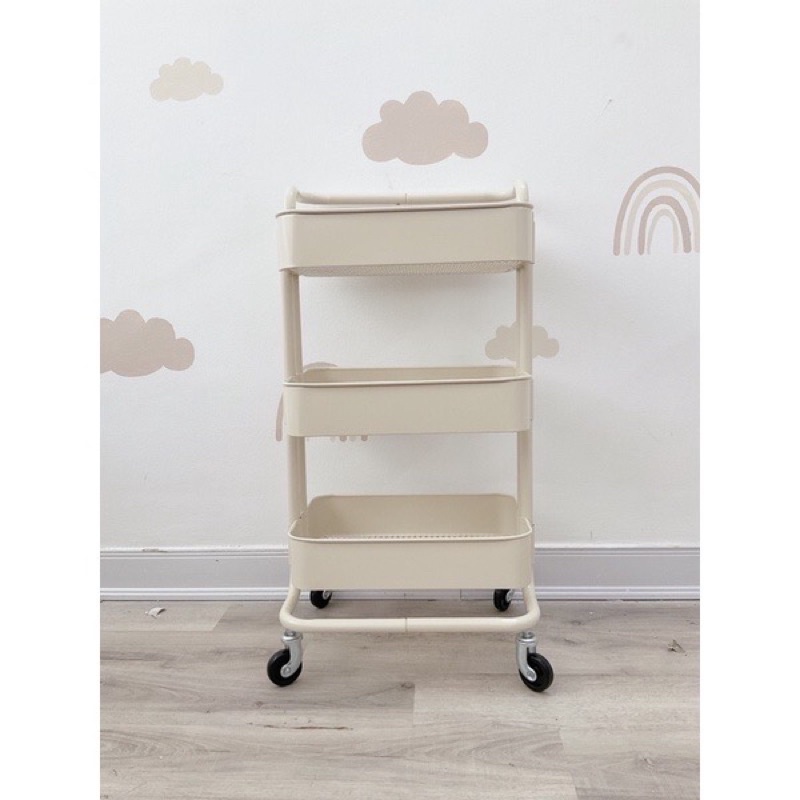 Kệ Đa Năng 3 Tầng/Kệ Để Đổ Kim Loại 3 Tầng Có Tay Cầm, Bánh Xe Tiện Lợi