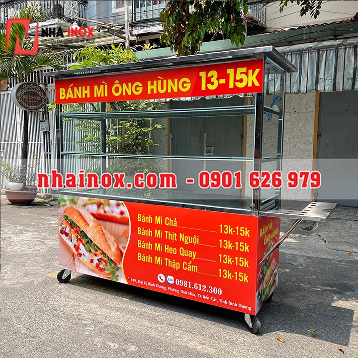 Xe bánh mì inox 1m8x60x1m82