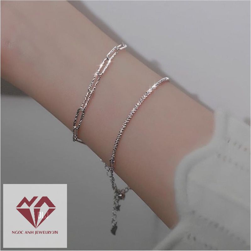 Lắc tay bạc nữ, vòng tay mix đôi độc đáo mới lạ, thiết kế xinh xắn-Bạc Ngọc Anh