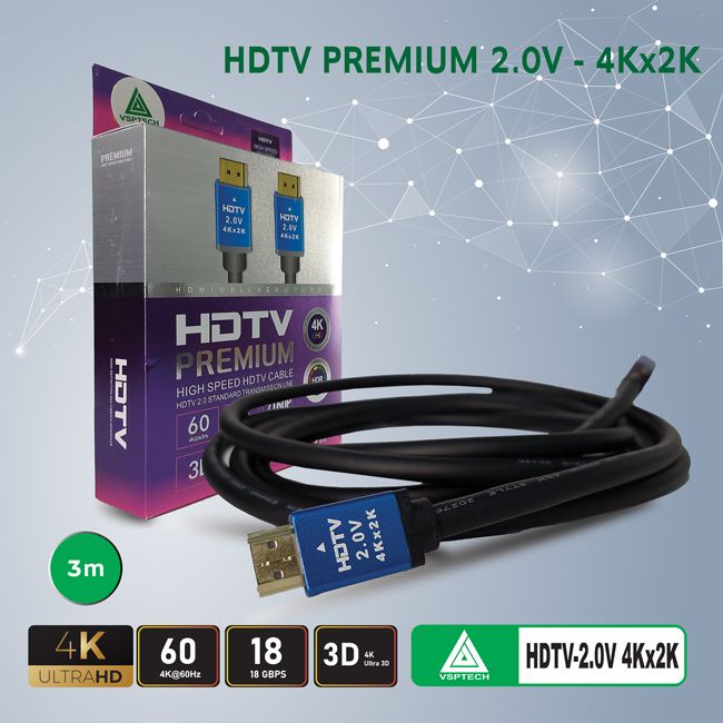Cáp HDMI VSPTECH premium 2.0V dài 3 mét