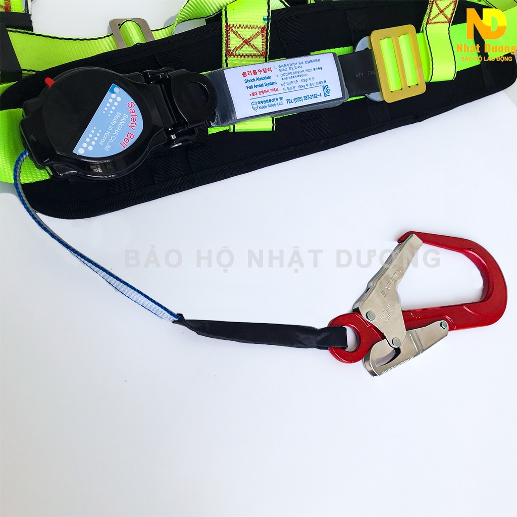 Dây đai an toàn bán thân hộp thu rút tự động BT08 giảm xóc móc nhôm, Dây bảo hộ lao động Nhật Dương cao cấp
