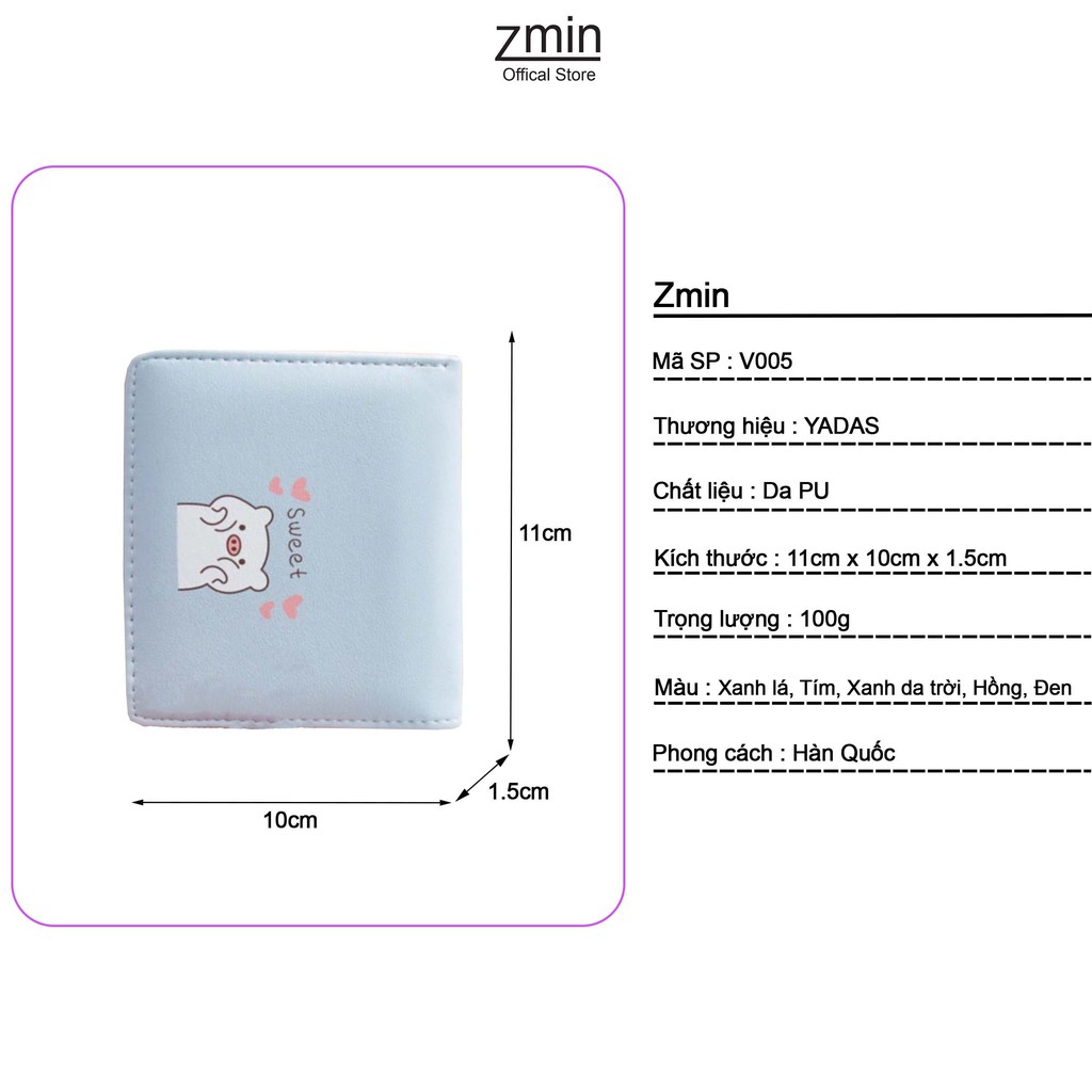 Ví nữ mini cầm tay Zmin, chất liệu cao cấp có thể bỏ túi - V005