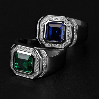 Nhẫn bạc S9254 đính đá sapphire kiểu dáng sang trọng dành cho nam
