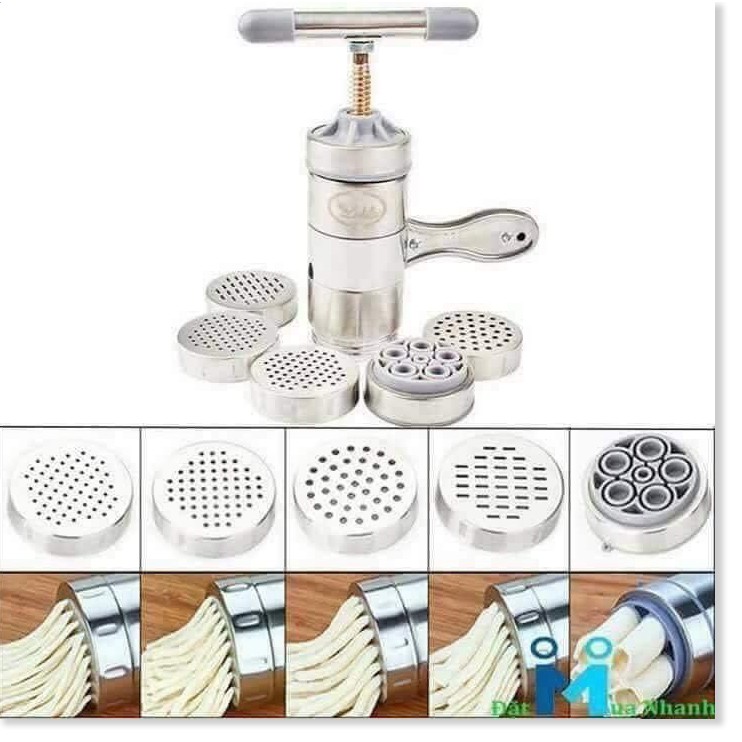 Khuôn làm bún, dụng cụ ép bún tươi, bánh canh, bánh lọt tại nhà. Chất liệu inox cao cấp, có 5 đầu tùy chọn.