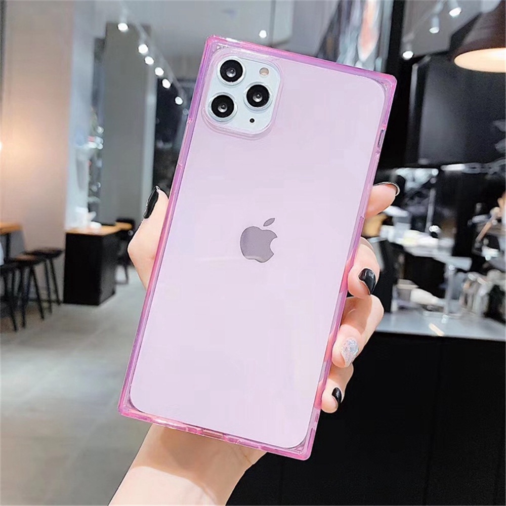 Ốp Điện Thoại TPU Mềm Hình Vuông Màu Dạ Quang Sang Trọng Cho iPhone 11 12 Pro Max iPhone 12 Mini iPhone 12 Pro