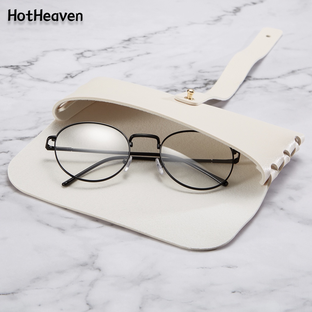 Túi Đựng Mắt Kính Bằng Da Mềm 2 Màu Có Khóa Kim Loại Cho Nam Và Nữ