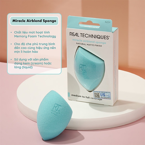 Bông Mút Trang Điểm Real Techniques Miracle Complexion Sponge Có Hộp