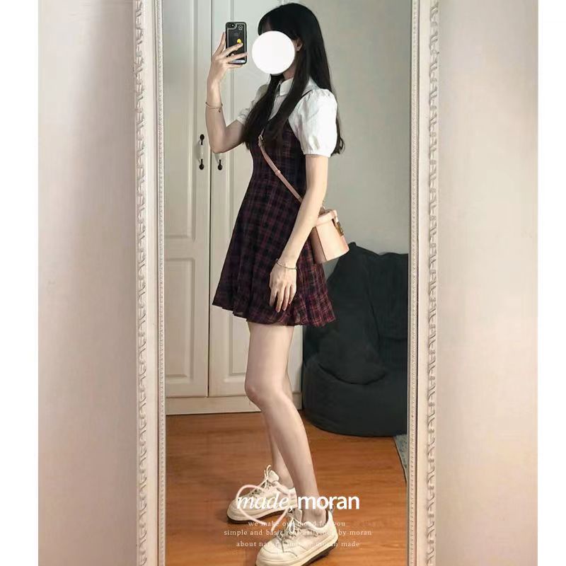 Đầm Giả Hai Mảnh Họa Tiết Kẻ Sọc Phong Cách Preppy Mẫu Mới 2022