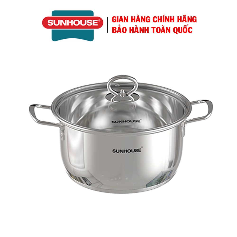 Nồi inox 5 đáy Sunhouse SHG788, Chất liệu inox cao cấp không bị oxy hóa, Đáy 5 lớp tỏa nhiệt đều, giữ nhiệt tốt