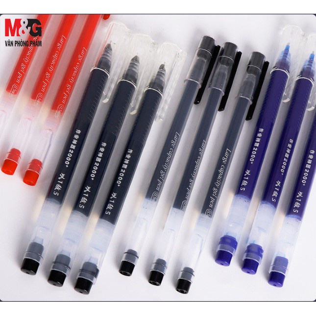 Hộp Bút Gel M&G AGPV3401A/B/C Đại Dung Tích Không Ruột - ngòi 0.5 mm - Mực Đen, Xanh, Đỏ-12 cây