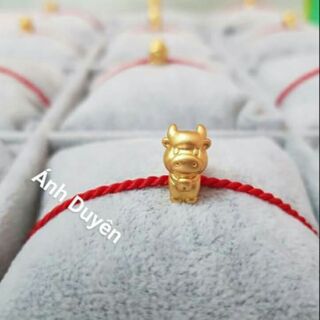 Vòng tay chỉ đỏ mix charm 12 con giáp bạc mạ vàng