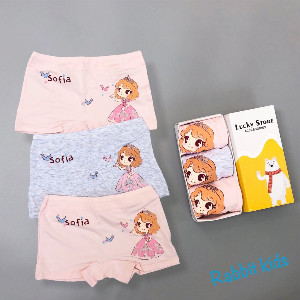 Quần Chip Đùi Bé Gái FREESHIP Set 3 Quần Chip Cho Bé Chất Cotton Cao Cấp In Hình Công Chúa Sofia