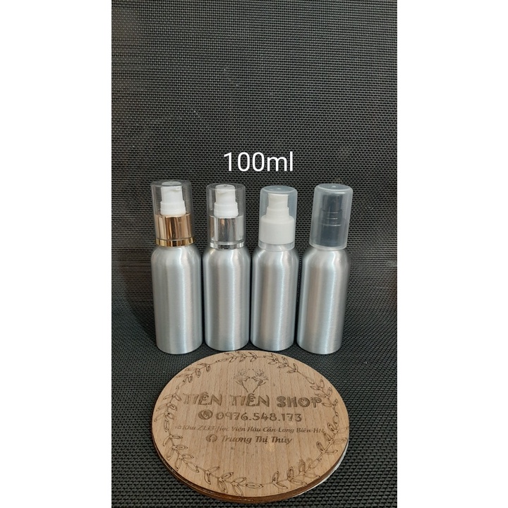 Chai nhôm bạc 50ml, 100ml đầu xịt giọt