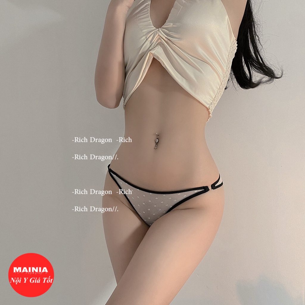 Quần Lót Ren Nữ Chấm Bi Khoen Tim Hai Bên Hông Phối Viền Màu Chíp Ren Xinh Xắn Dễ Thương Mainia Shop