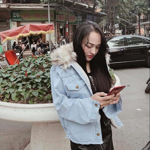 Khoác bò cổ lông (kèm ảnh thật)