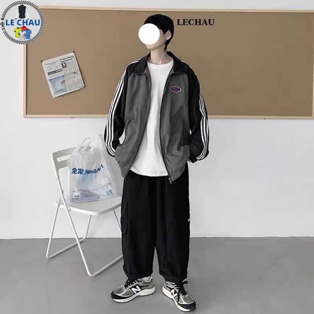 Áo khoác dù 2 lớp nam nữ form rộng AKD44 jacket unisex XNYX phối viền tay streetstyle hottrend phù hợp sinh viên LECHAU