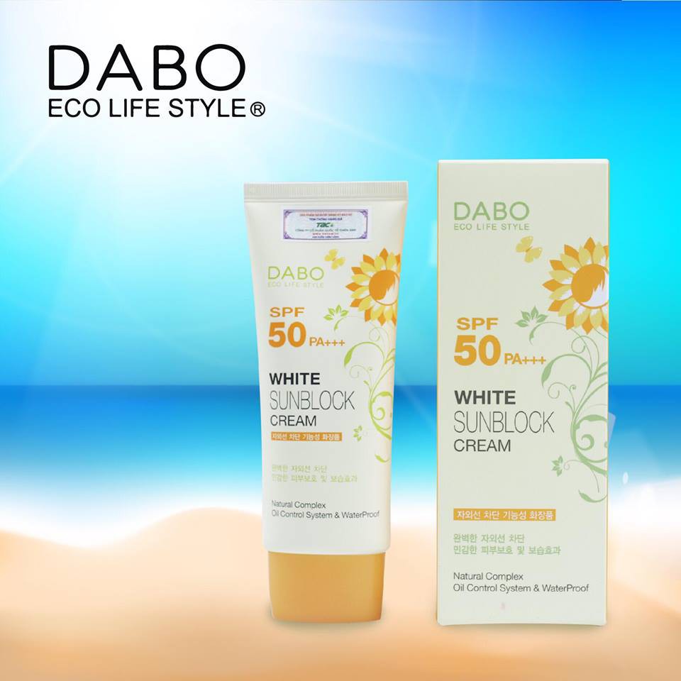 Kem Chống Nắng Không Nhờn Dính Tác Dụng Lâu DaBo White Sunblock cream  SPF50 Hàn Quốc 70ml