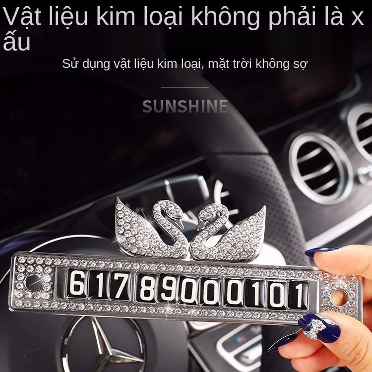 Bảng Số Điện Thoại Đính Đá Thiên Nga Gắn Kính Lái Xe Ô Tô - thẻ ghi sdt hình thiên nga