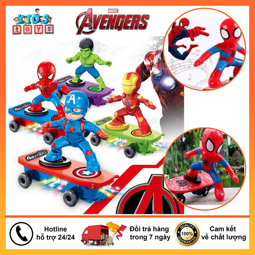 Đồ chơi người nhện lướt ván xoay 360 biết hát và phát ra ánh sáng