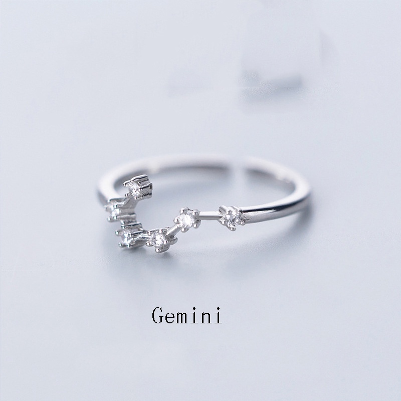 Nhẫn Hở Đính Đá Zircon Hình 12 Chòm Sao Phổ Biến