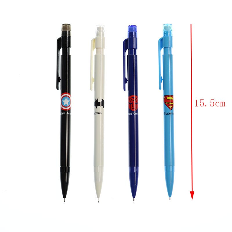 Set 4 bút chì bấm 0.5mm / 0.7mm in họa tiết siêu anh hùng sáng tạo