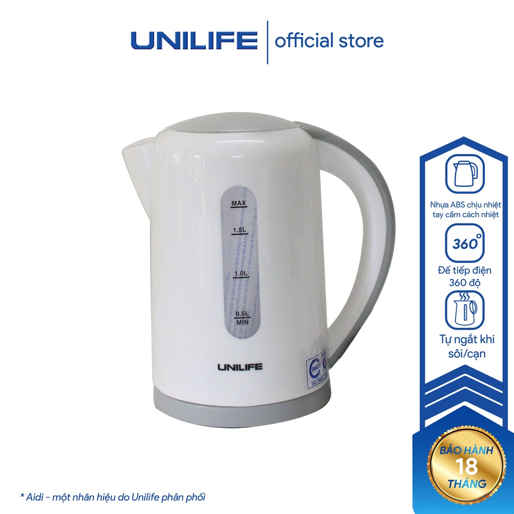Bình siêu tốc nhựa ABS Unilife 17P1 quai liền Thương hiệu Việt chất lượng Hàn Quốc