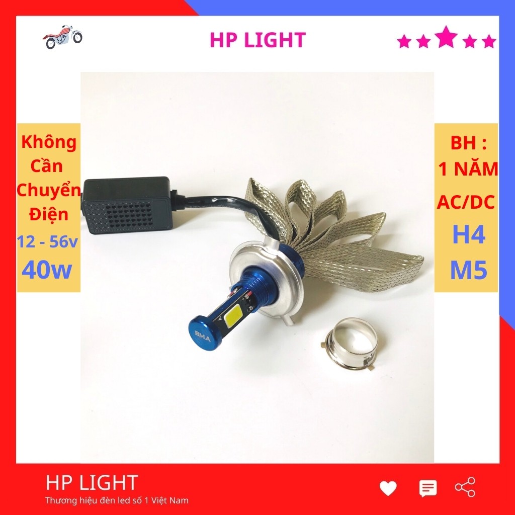 Đèn Pha Led Xe Máy 3 Tim H4, M5 Chính Hãng BMA Siêu Sáng Dream,Wave Và Nhiều Dòng Xe Khác HPLight Z3