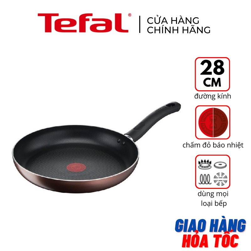 Chảo chiên nhôm 28cm chống dính đế từ Tefal Day by Day G1430605 - Hàng chính hãng