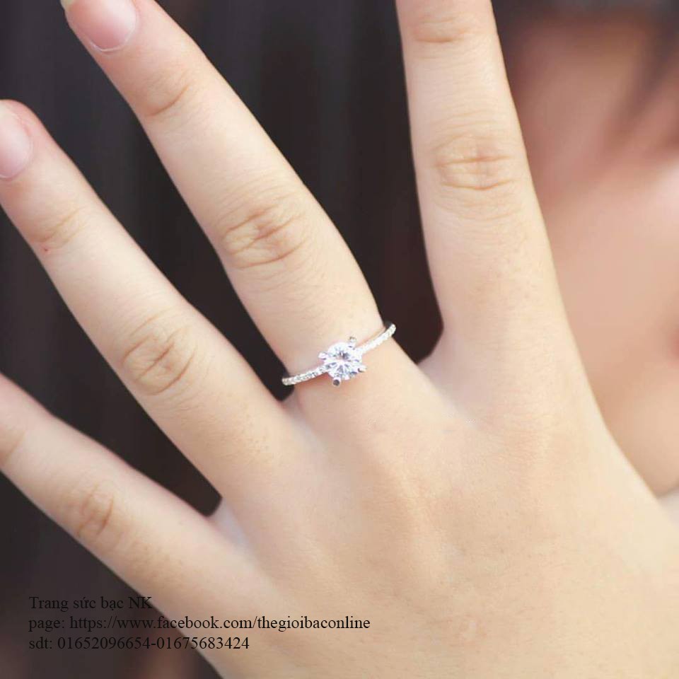 NHẪN NỮ BẠC TA ĐÁ TRẮNG