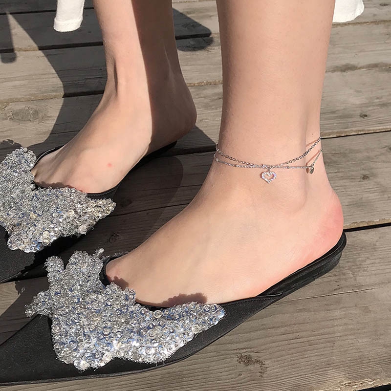 Lắc Chân Bạc Hai Lớp Đính Đá Zircon Hình Trái Tim Thời Trang 2020 | BigBuy360 - bigbuy360.vn