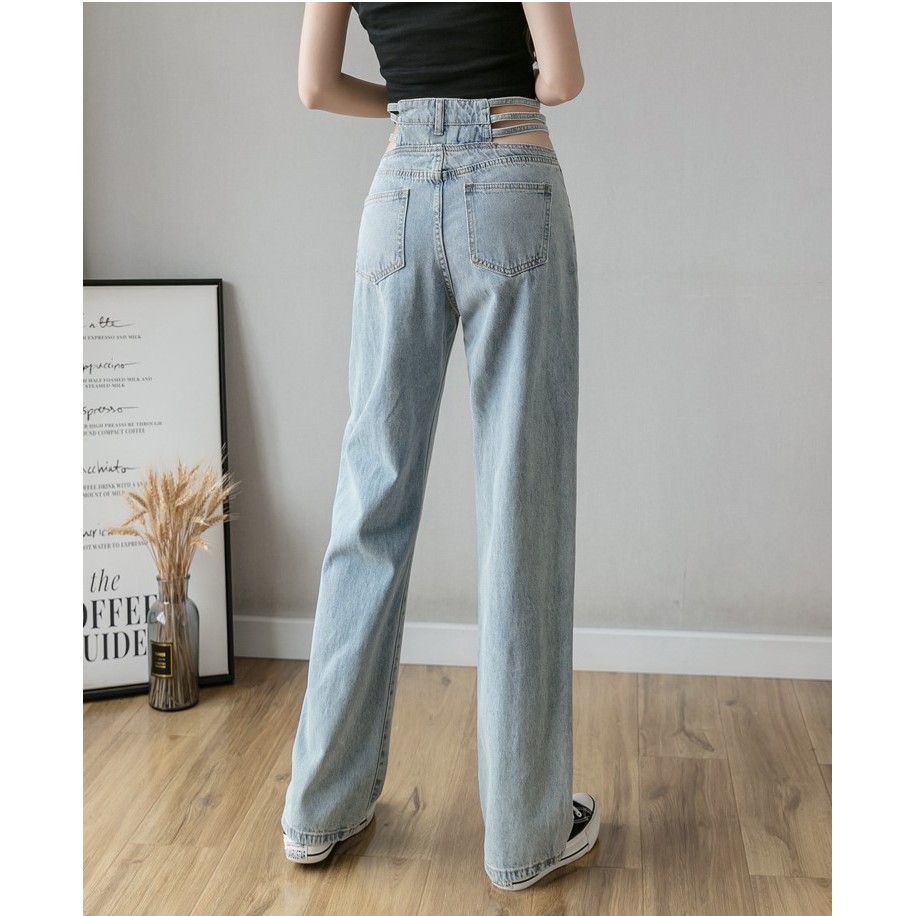 Quần jean nữ ống rộng xuông Emilyshop ulzzang