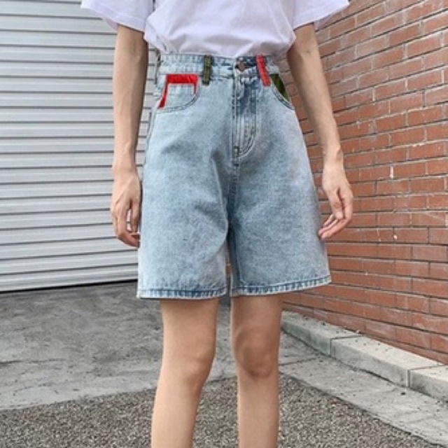 [ TCshopjean Bigsize 50-80kg ] Quần Short Ngố Túi Vải Màu Lưng Cao Ống rộng Ms 58 57