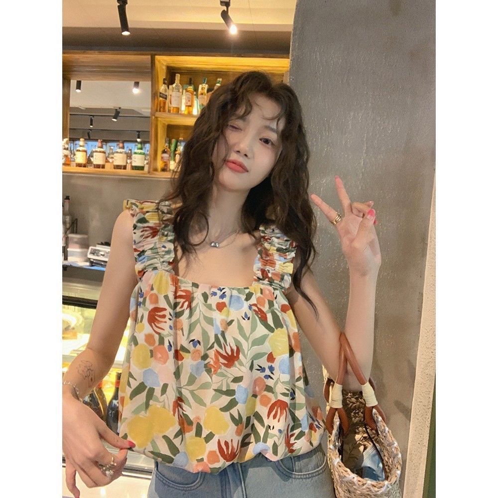 Áo Crop top Nữ Mùa Hè In Áo hai dây