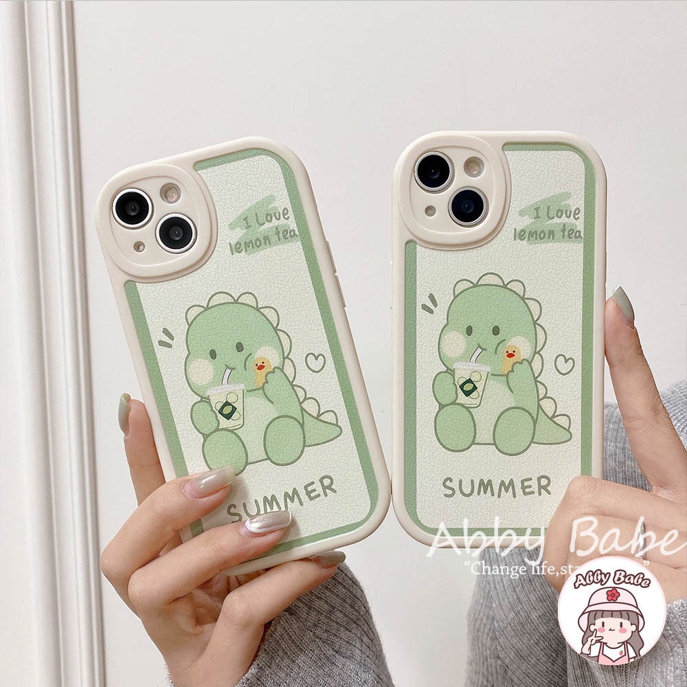 Ốp Điện Thoại Da TPU Mềm Mỏng Họa Tiết Khủng Long Uống Trà Sữa Cho Iphone 11 7Plus 13 12 11 Pro Max X XS 12 13 XR