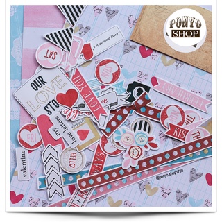 [CÓ SẴN] Kit trang trí Scrapbook For the love ❤ (Giấy họa tiết + Set sticker cắt sẵn)