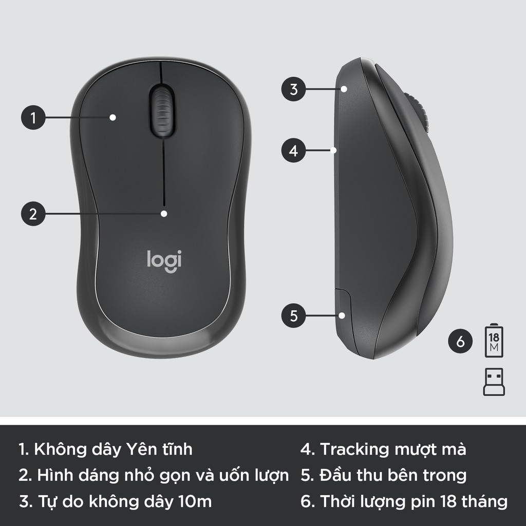 Combo chuột phím không dây Logitech MK295 Silent - Giảm ồn, có phím số, bền bỉ