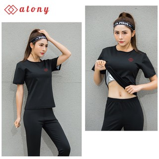 Set Đồ Tập Giảm Mỡ Bụng ATONY, Tăng Sinh Nhiệt, Đổ Mồ Hôi, Đốt Mỡ, Ép Cân- Set 2: Áo Ngắn Tay + Quần
