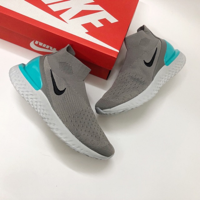 Giày Rise React Flyknit nam nữ năng động nhẹ bền êm thoáng (xám xanh)