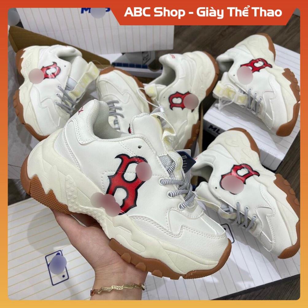 [FreeShip - Hàng Loại 1] Giầy M.L.B đỏ trắng kem đế nâu chữ B, Giày M.L.B Sneaker B đỏ ny vàng boston cao cấp