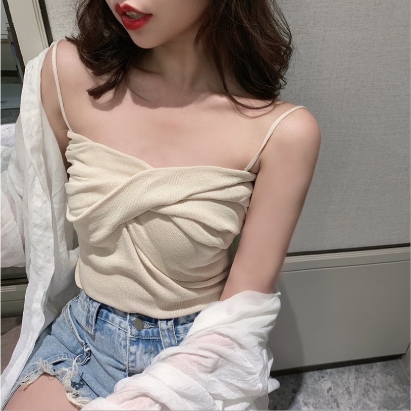 MS713 Áo hai dây nữ dệt kim kiểu xoắn ngực Quảng Châu