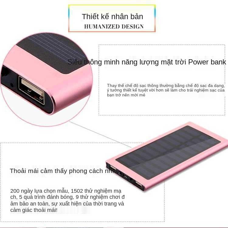 ☏✎pin sạc dự phòng 20000mah Điện thoại di động năng lượng mặt trời 10 đa dung lớn 8000 mAh